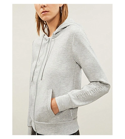 Shop Armani Exchange Slim-fit Stretch-jersey Hoody In Grey