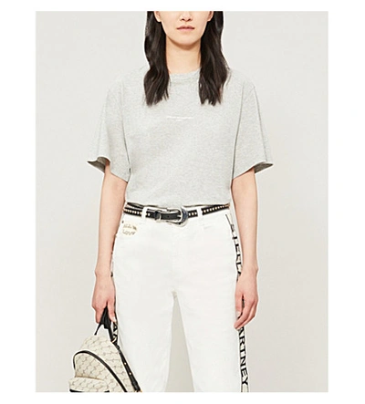 Shop Stella Mccartney Logo-print Cotton-jersey T-shirt In Grey Melange