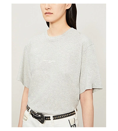 Shop Stella Mccartney Logo-print Cotton-jersey T-shirt In Grey Melange