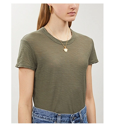 Shop James Perse Marled Semi-sheer Cotton-jersey T-shirt In Artillery