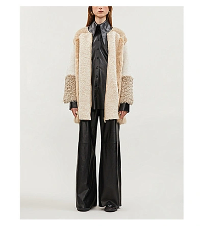 Shop Stella Mccartney Faux Fur-panelled Alpaca And Wool-blend Coat In Camel
