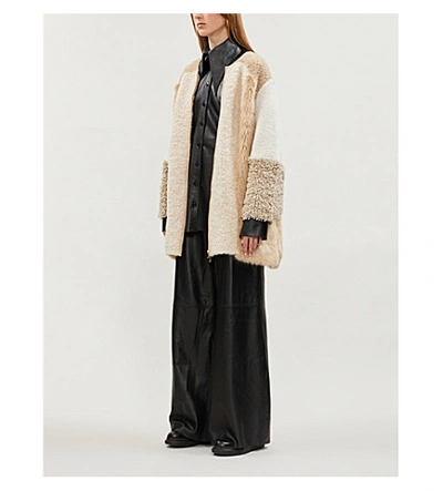 Shop Stella Mccartney Faux Fur-panelled Alpaca And Wool-blend Coat In Camel