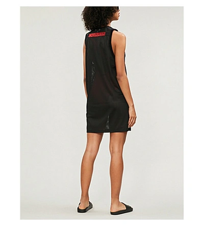 Shop Calvin Klein Core Icon Mesh Mini Dress In Beh Black