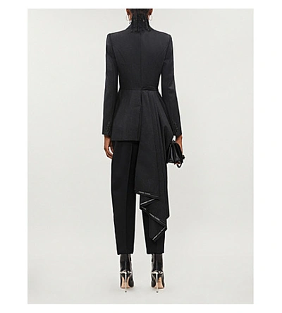 Shop Alexander Mcqueen Selvedge Padded-shoulders Wool Jacket In Anthracite