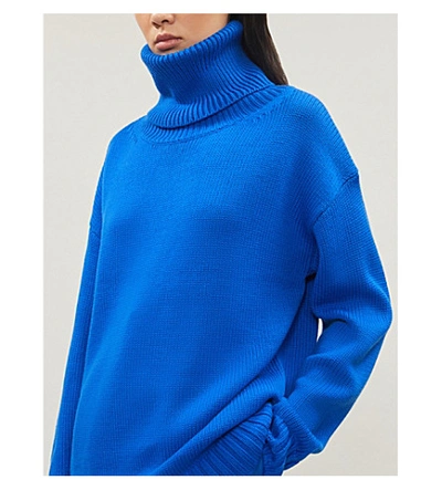 Shop Joseph Sloppy Joe Oversized Wool Jumper In Plastic Blue