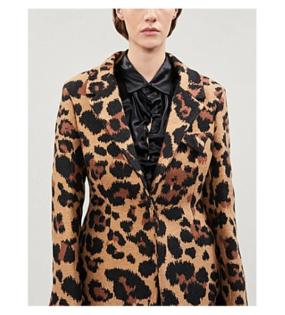 BOTTEGA VENETA LEOPARD-PRINT WOVEN COAT 