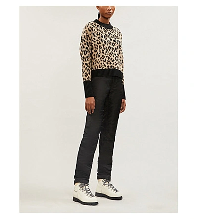 Shop Moncler Leopard-print Wool And Cashmere-blend Jumper In Beige