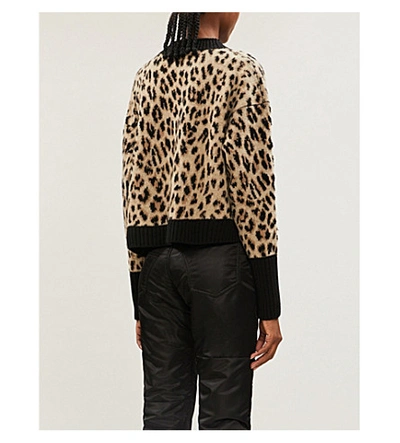 Shop Moncler Leopard-print Wool And Cashmere-blend Jumper In Beige