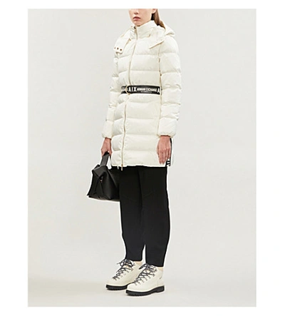 Shop Armani Exchange Hooded Shell-down Coat In White