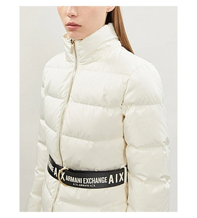 Shop Armani Exchange Hooded Shell-down Coat In White