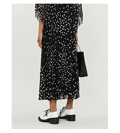 Shop Stella Mccartney Polka-dot Pleated Chiffon Midi Skirt In Black & Natural