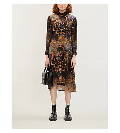 Shop Claudie Pierlot Graphic-print Silk-satin Dress