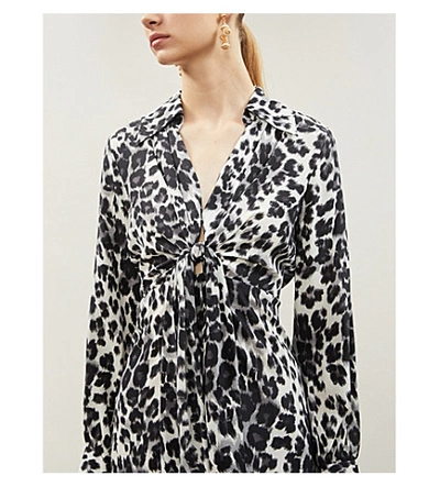 Shop Diane Von Furstenberg Donika Gathered Leopard-print Silk-crepe Midi Dress In Htge Cheetah Grey