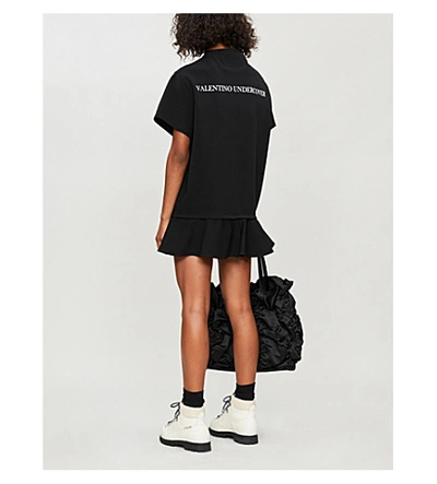 Shop Valentino Graphic-print Cotton-jersey Mini Dress In Black