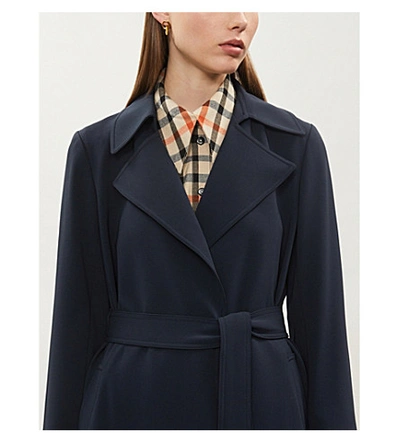 Shop Theory Belted Crepe Trench Coat In Nocturne Navy