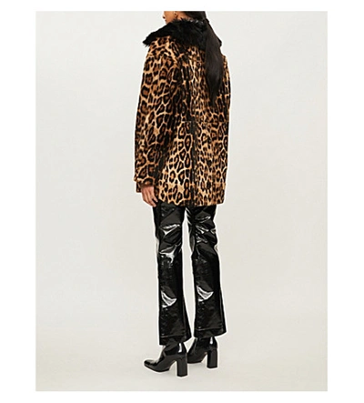 Shop Yves Salomon Lacon Leather-panelled Leopard-print Shearling Coat In Imprime Leopard