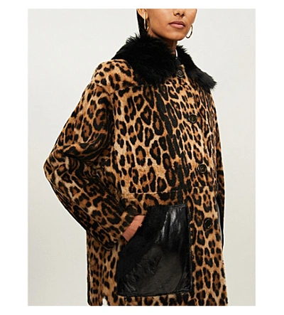 Shop Yves Salomon Lacon Leather-panelled Leopard-print Shearling Coat In Imprime Leopard