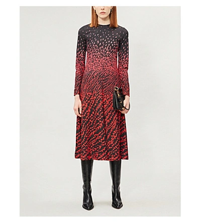 Shop Givenchy Dégradé-print Satin Dress In Black Red