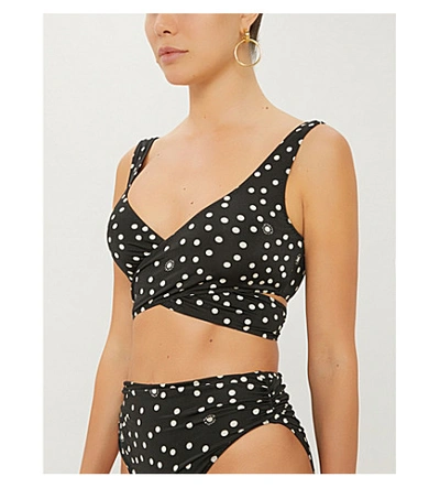 Shop Stella Mccartney Polka-dot Bikini Top In 008 Black Cream