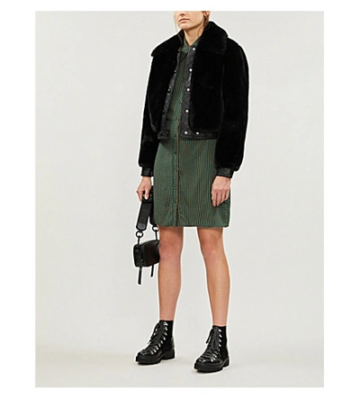 Shop Sandro Quilted Leather And Faux-fur Jacket In Black