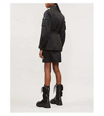 Shop Prada Belted Gabardine-nylon Safari Jacket In Nero