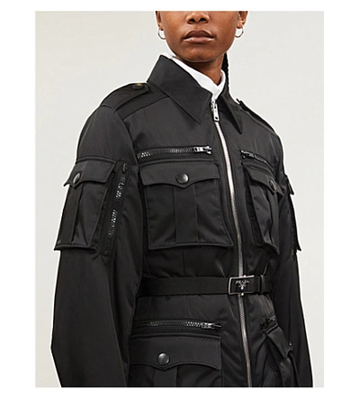 Shop Prada Belted Gabardine-nylon Safari Jacket In Nero
