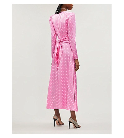 Shop Alessandra Rich Polka-dot Silk Maxi Dress In Pink