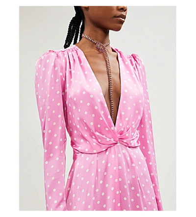 Shop Alessandra Rich Polka-dot Silk Maxi Dress In Pink