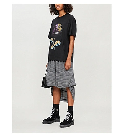 Shop Valentino Graphic-print Cotton-jersey T-shirt In Black