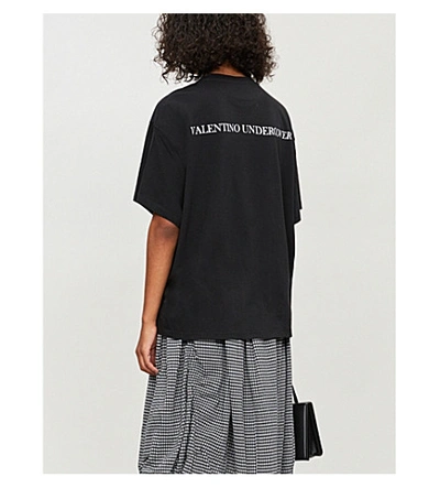 Shop Valentino Graphic-print Cotton-jersey T-shirt In Black