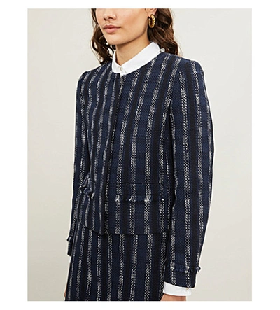 Claudie Pierlot Valeur Contrast-stripe Tweed Jacket In Ultramarine |  ModeSens
