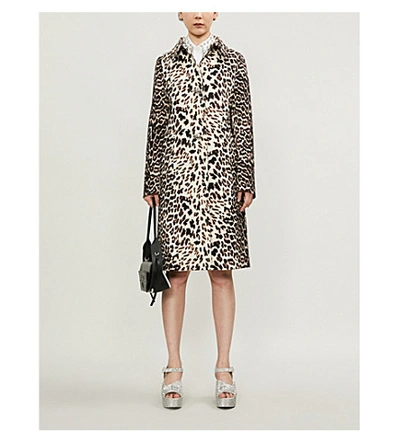 Shop Prada Leopard-print Wool Coat In Albino