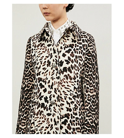 Shop Prada Leopard-print Wool Coat In Albino