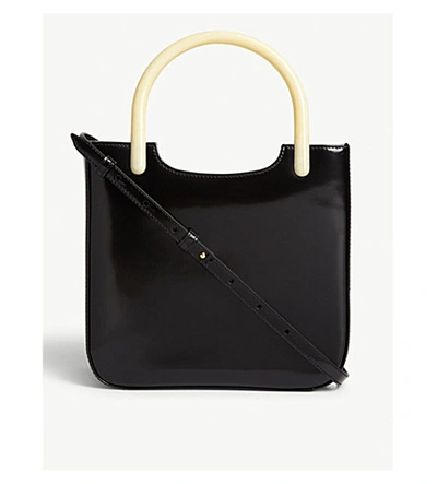 By Far Eric Semi patent Leather Tote In Black ModeSens