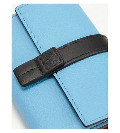 Shop Loewe Small Vertical Calfskin Wallet In Sky-blue/black