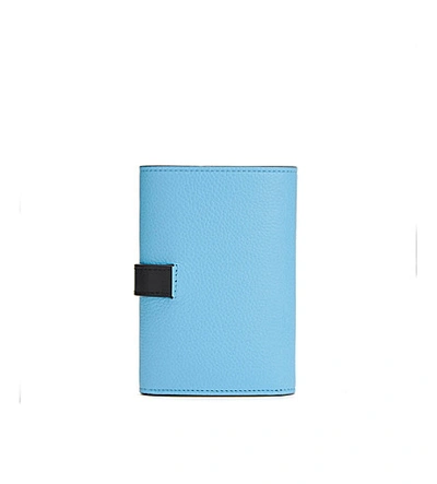 Shop Loewe Small Vertical Calfskin Wallet In Sky-blue/black