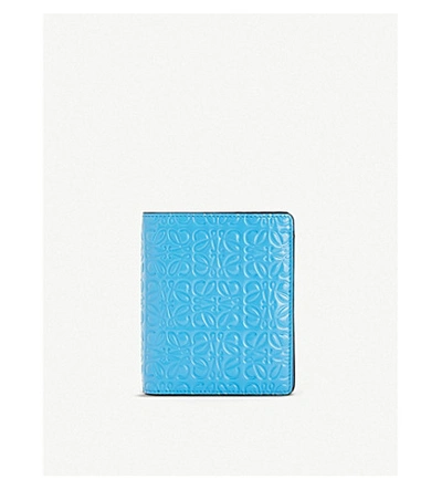 Shop Loewe Anagram-embossed Compact Leather Wallet In Sky Blue