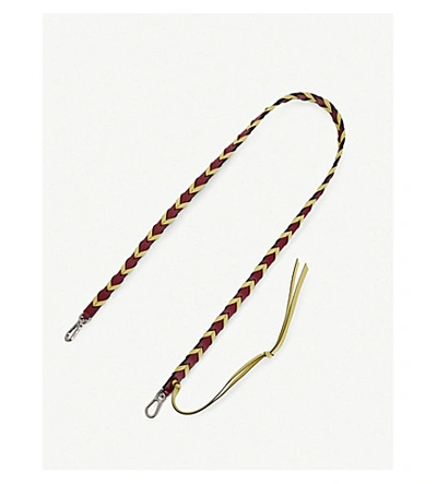 Shop Loewe Braided Thin Leather Strap In Raspberry/yellow