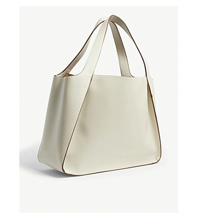 Shop Stella Mccartney Perforated-logo Small Vegan-leather Tote Bag In White