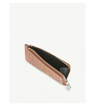 Shop Loewe Repeat Leather Coin And Cardholder In Tan/multicolor