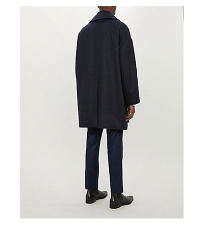 Shop Givenchy Oversized Double-breasted Wool Coat In Navy