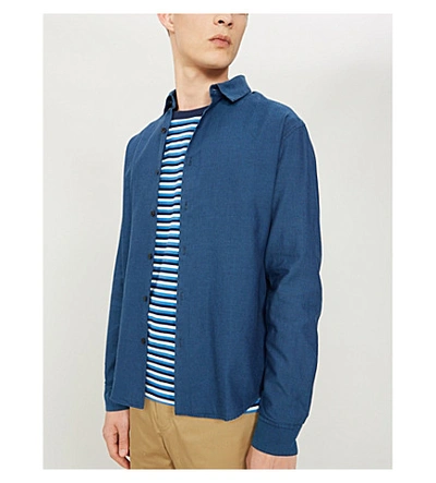 Shop Sandro Regular-fit Cotton-twill Shirt In Blue