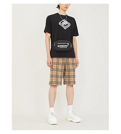 Shop Burberry Checked Wool Shorts In Beige