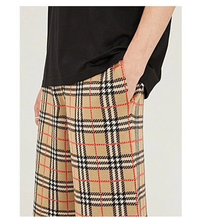 Shop Burberry Checked Wool Shorts In Beige