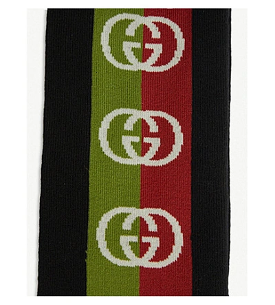 Shop Gucci Mens Black All-over Gg Motif Gg Intarsia Wool Blend Socks