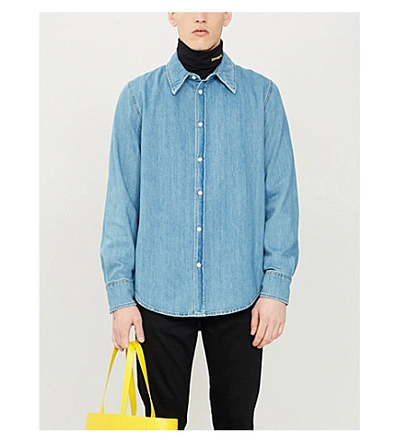 Shop Calvin Klein 205w39nyc Jaws-print Relaxed-fit Denim Shirt In Blue
