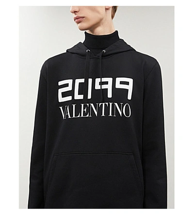 Shop Valentino 2099 Cotton-jersey Hoody In Black