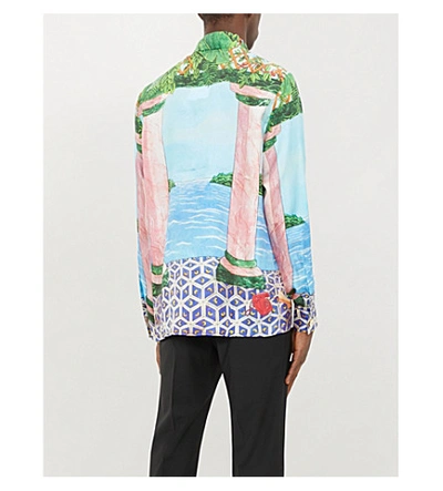 Shop Casablanca Graphic-print Relaxed-fit Silk Shirt In Mix