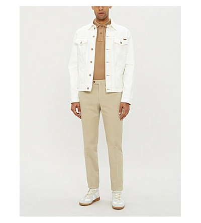 Shop Tom Ford Button-up Cotton-piqué Polo Shirt In White