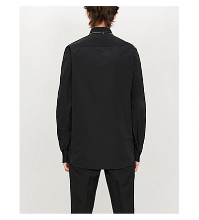 Shop Givenchy Signature-embroidered Slim-fit Cotton Shirt In White/black